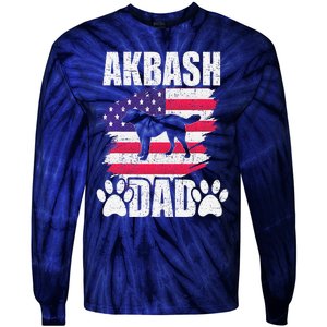 Akbash Dad Dog Lover American Us Flag Tie-Dye Long Sleeve Shirt