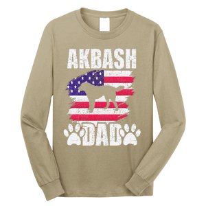 Akbash Dad Dog Lover American Us Flag Long Sleeve Shirt