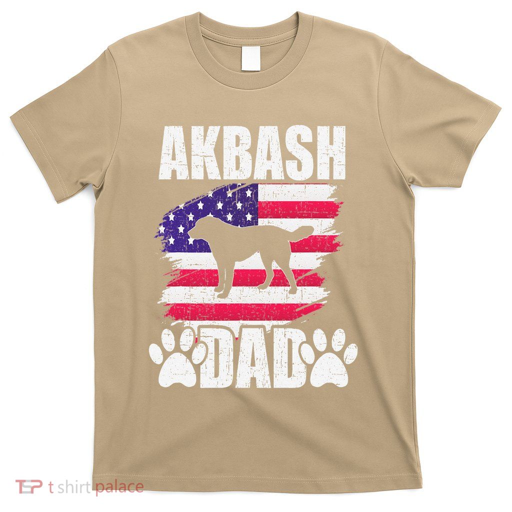 Akbash Dad Dog Lover American Us Flag T-Shirt