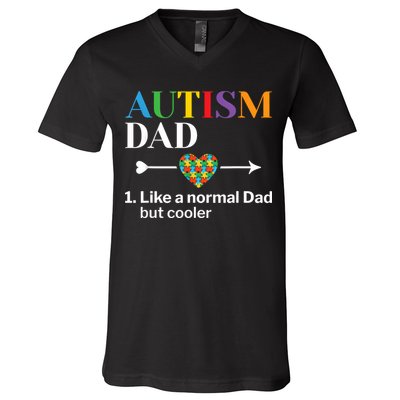 Autism Dad Definition World Autism Awareness Day V-Neck T-Shirt