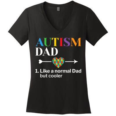 Autism Dad Definition World Autism Awareness Day Women's V-Neck T-Shirt