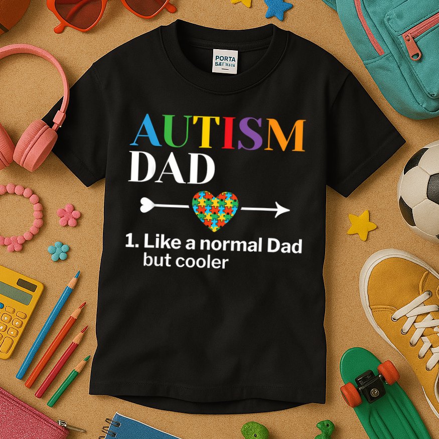 Autism Dad Definition World Autism Awareness Day Kids T-Shirt
