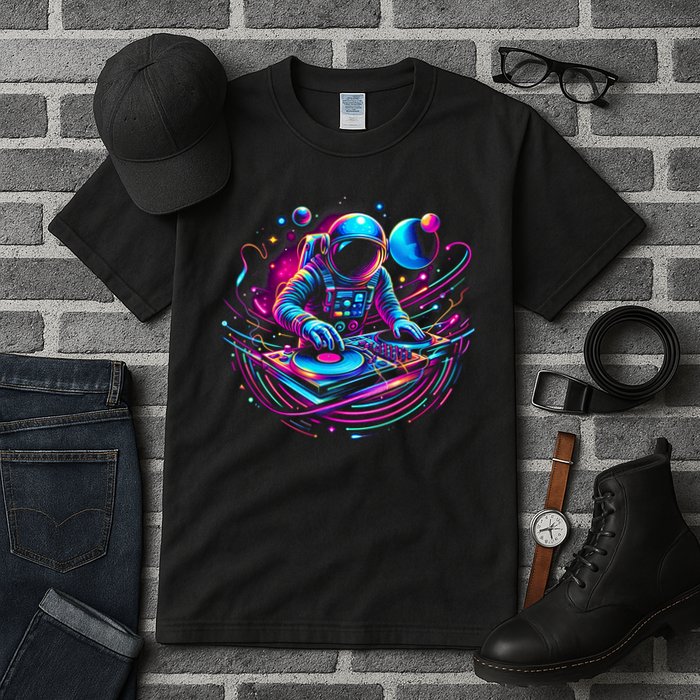 Astronaut Dj, Djing In Space, Music Lover Cool Graphic Tall T-Shirt
