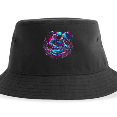 Astronaut Dj, Djing In Space, Music Lover Cool Graphic Sustainable Bucket Hat