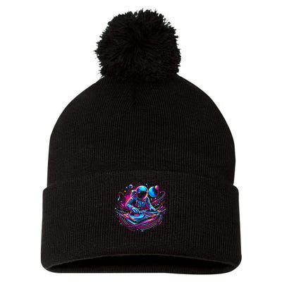 Astronaut Dj, Djing In Space, Music Lover Cool Graphic Pom Pom 12in Knit Beanie
