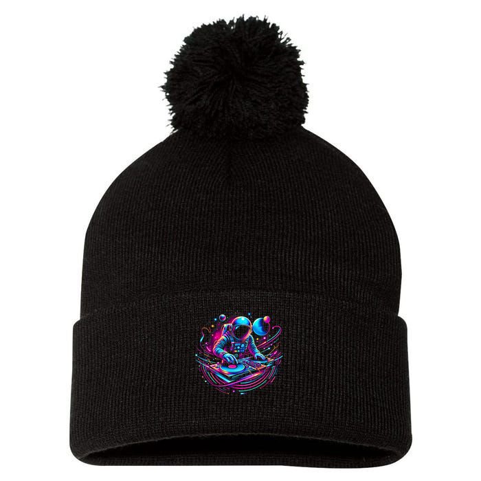 Astronaut Dj, Djing In Space, Music Lover Cool Graphic Pom Pom 12in Knit Beanie