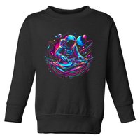 Astronaut Dj, Djing In Space, Music Lover Cool Graphic Toddler Sweatshirt