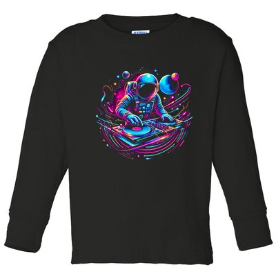 Astronaut Dj, Djing In Space, Music Lover Cool Graphic Toddler Long Sleeve Shirt