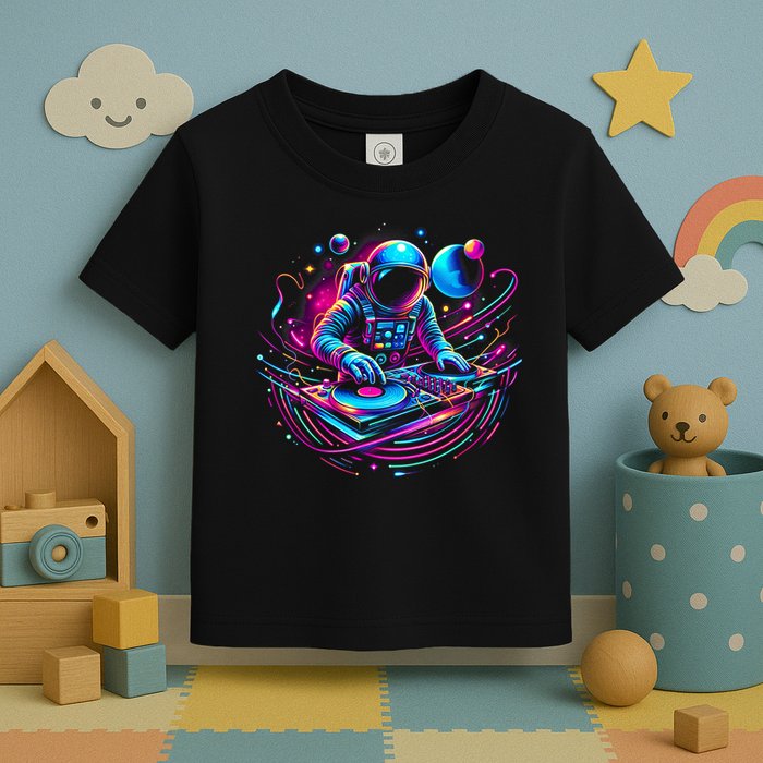 Astronaut Dj, Djing In Space, Music Lover Cool Graphic Toddler T-Shirt