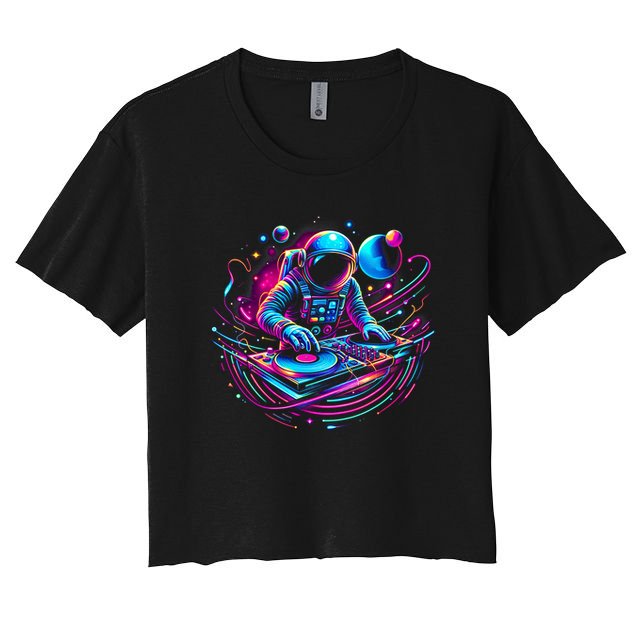 Astronaut Dj, Djing In Space, Music Lover Cool Graphic Crop Top