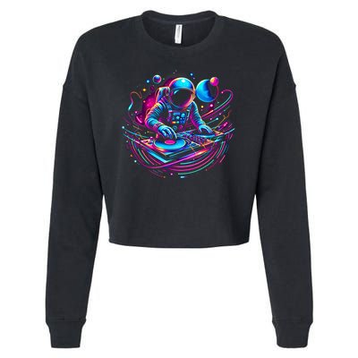 Astronaut Dj, Djing In Space, Music Lover Cool Graphic Cropped Pullover Crew