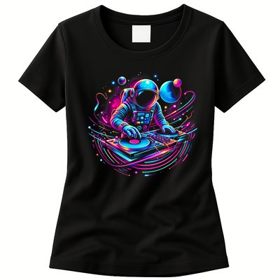 Astronaut Dj, Djing In Space, Music Lover Cool Graphic Womens T-Shirt