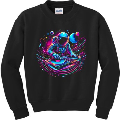 Astronaut Dj, Djing In Space, Music Lover Cool Graphic Kids Sweatshirt