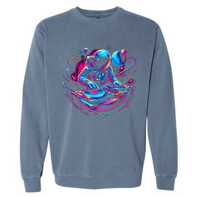 Astronaut Dj, Djing In Space, Music Lover Cool Graphic Garment-Dyed Sweatshirt