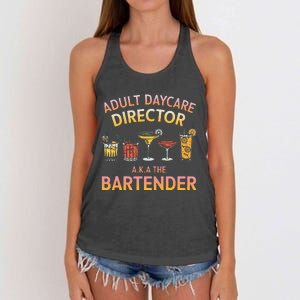 Adult Daycare Director A.K.A The Bartender Mixer Women's Knotted Racerback Tank