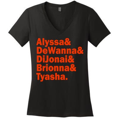 Alyssa & Dewanna & Dijonai & Brionna & Tyasha Women's V-Neck T-Shirt