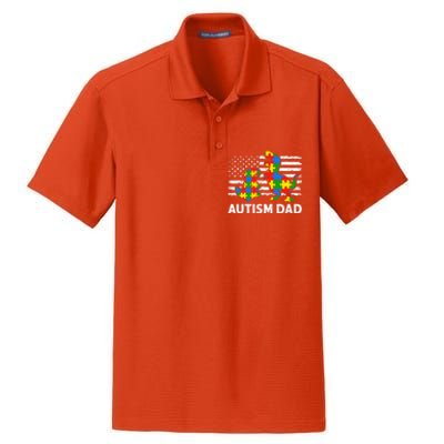 Autism Dad Dinosaur Lovers Usa Flag Rex Autism Awareness Funny Gift Dry Zone Grid Polo