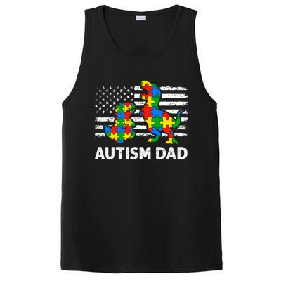 Autism Dad Dinosaur Lovers Usa Flag Rex Autism Awareness Funny Gift PosiCharge Competitor Tank