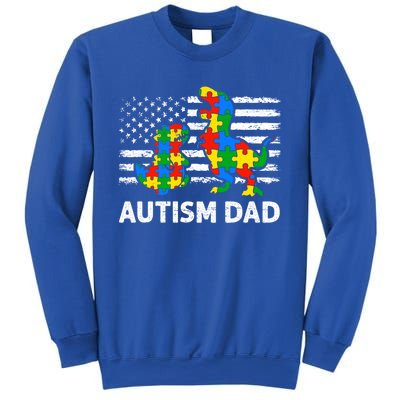 Autism Dad Dinosaur Lovers Usa Flag Rex Autism Awareness Funny Gift Sweatshirt