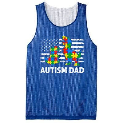 Autism Dad Dinosaur Lovers Usa Flag Rex Autism Awareness Funny Gift Mesh Reversible Basketball Jersey Tank