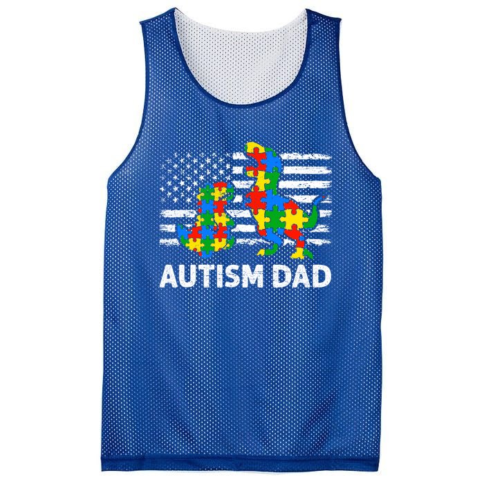 Autism Dad Dinosaur Lovers Usa Flag Rex Autism Awareness Funny Gift Mesh Reversible Basketball Jersey Tank