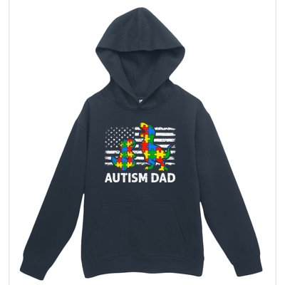 Autism Dad Dinosaur Lovers Usa Flag Rex Autism Awareness Funny Gift Urban Pullover Hoodie