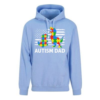 Autism Dad Dinosaur Lovers Usa Flag Rex Autism Awareness Funny Gift Unisex Surf Hoodie