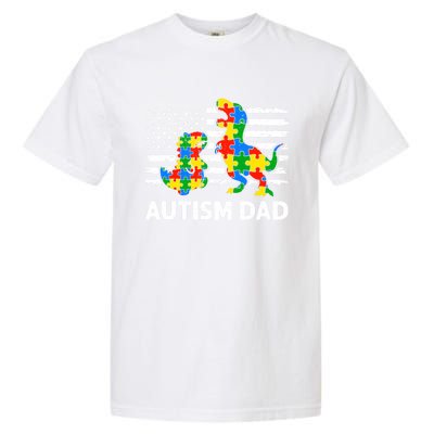 Autism Dad Dinosaur Lovers Usa Flag Rex Autism Awareness Funny Gift Garment-Dyed Heavyweight T-Shirt