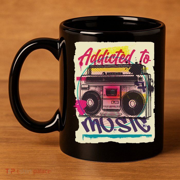 Addicted To Music 11oz C Handle Ceramic Mug