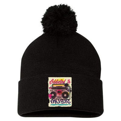 Addicted To Music Pom Pom 12in Knit Beanie
