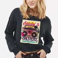 Addicted To Music Cropped Pullover Crew