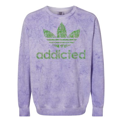 Addicted Weed Logo Colorblast Crewneck Sweatshirt