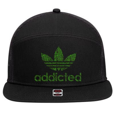 Addicted Weed Logo 7 Panel Mesh Trucker Snapback Hat