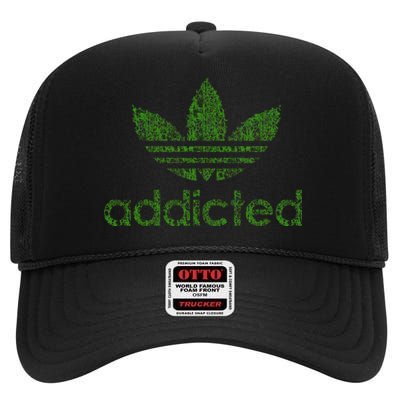 Addicted Weed Logo High Crown Mesh Back Trucker Hat