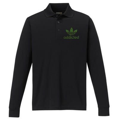 Addicted Weed Logo Performance Long Sleeve Polo