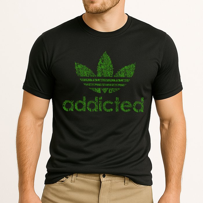 Addicted Weed Logo Cooling Performance Crew T-Shirt