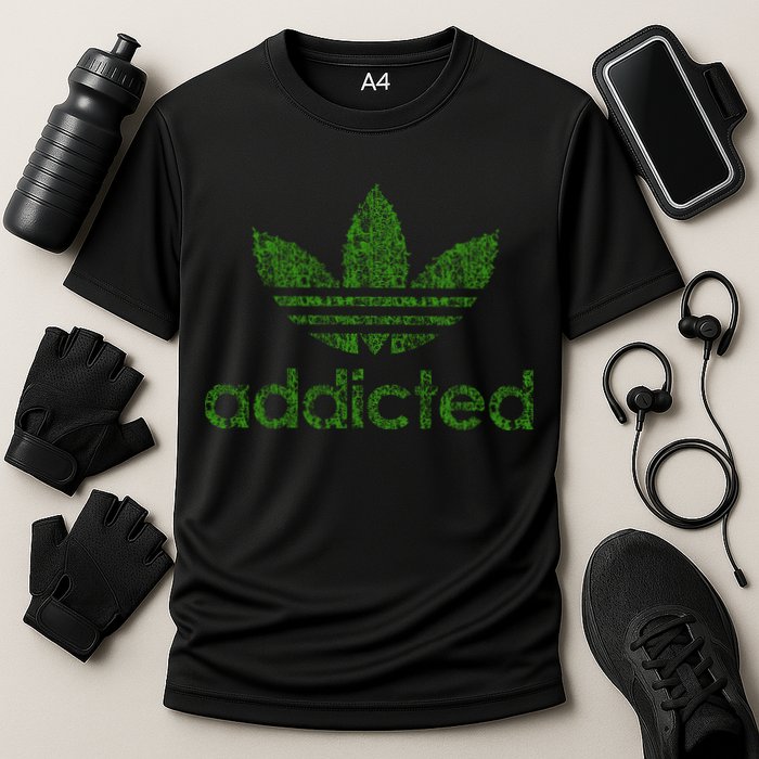 Addicted Weed Logo Cooling Performance Crew T-Shirt