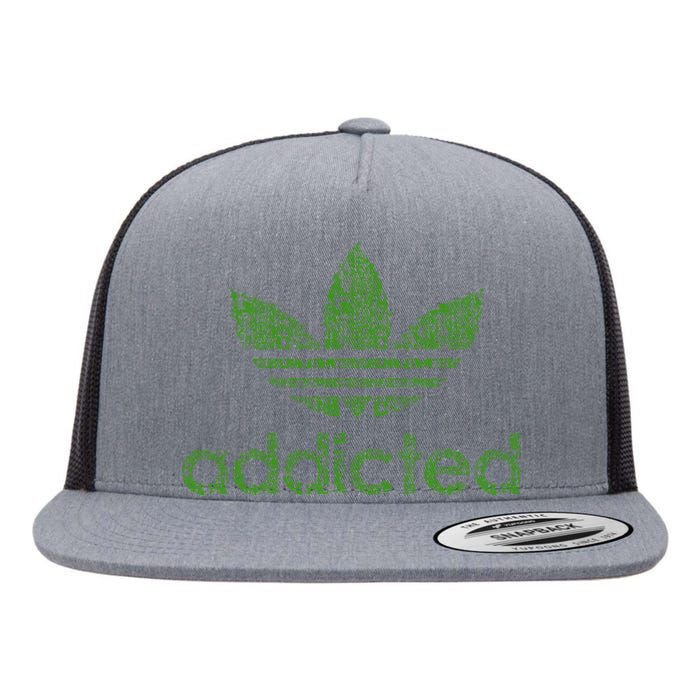 Addicted Weed Logo Flat Bill Trucker Hat