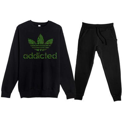 Addicted Weed Logo Premium Crewneck Sweatsuit Set