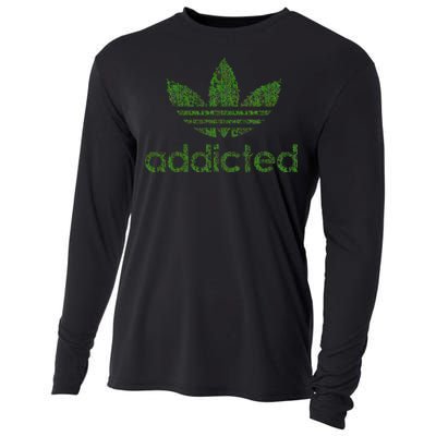 Addicted Weed Logo Cooling Performance Long Sleeve Crew