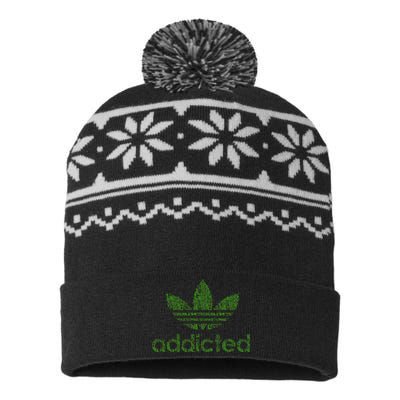 Addicted Weed Logo USA-Made Snowflake Beanie