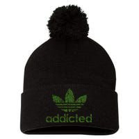 Addicted Weed Logo Pom Pom 12in Knit Beanie