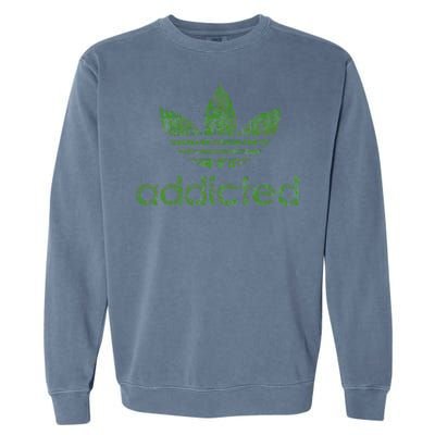 Addicted Weed Logo Garment-Dyed Sweatshirt