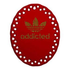 Addicted Weed Logo Ceramic Oval Ornament