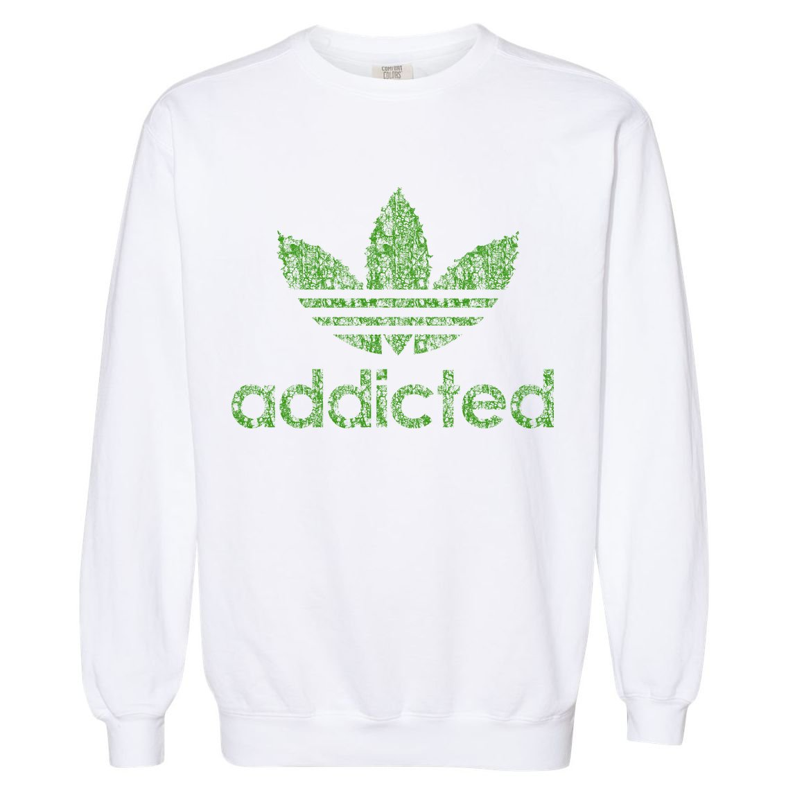 Addicted Weed Logo Garment-Dyed Sweatshirt