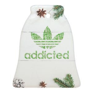 Addicted Weed Logo Ceramic Bell Ornament