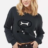 Abstract Dog Expresses Innermost Desire Cropped Pullover Crew