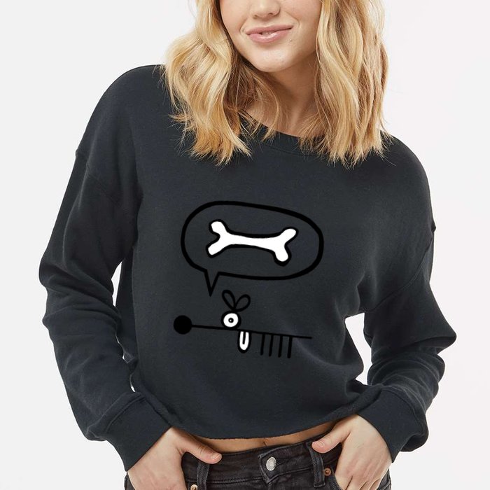 Abstract Dog Expresses Innermost Desire Cropped Pullover Crew