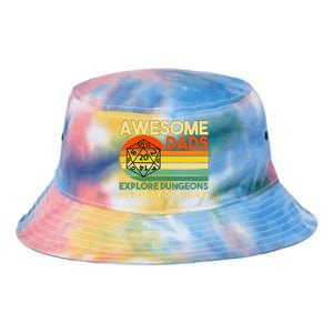 Awesome Dads Explore Dungeons DM RPG Dice Dragon Tie Dye Newport Bucket Hat