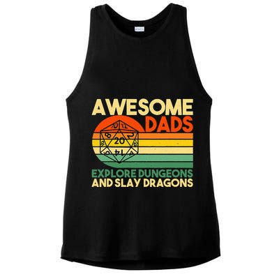 Awesome Dads Explore Dungeons DM RPG Dice Dragon Ladies PosiCharge Tri-Blend Wicking Tank